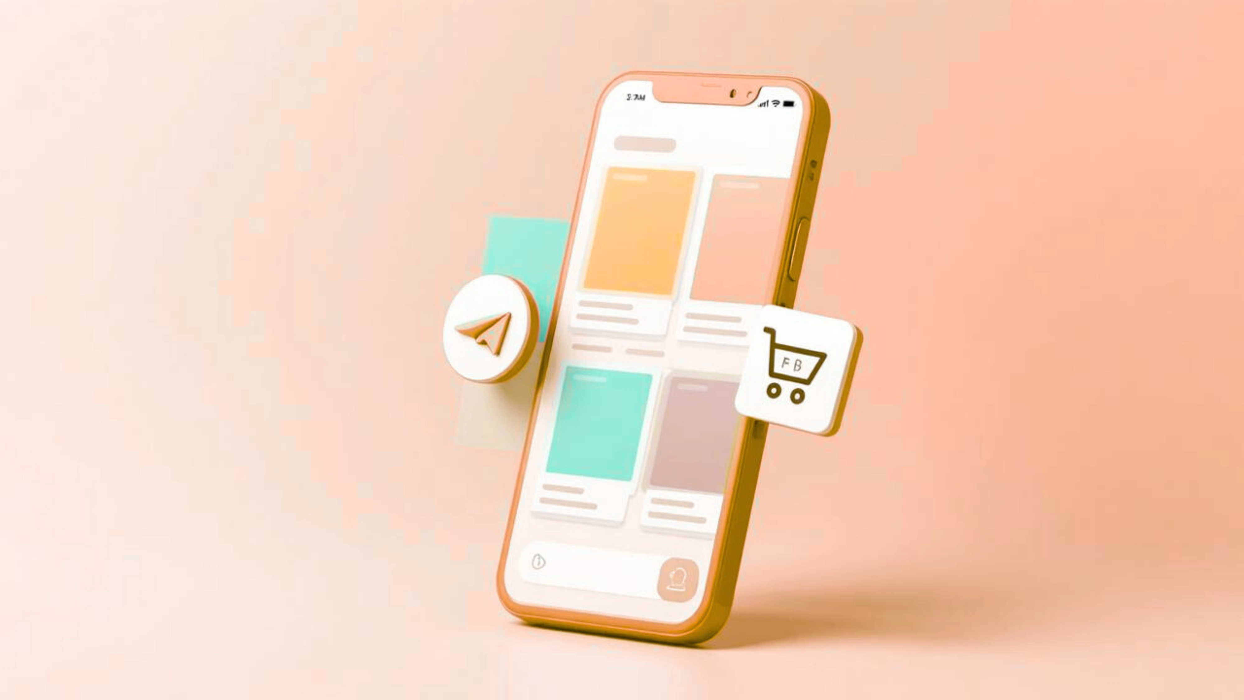 Telegram mini app store interface showing colorful product cards